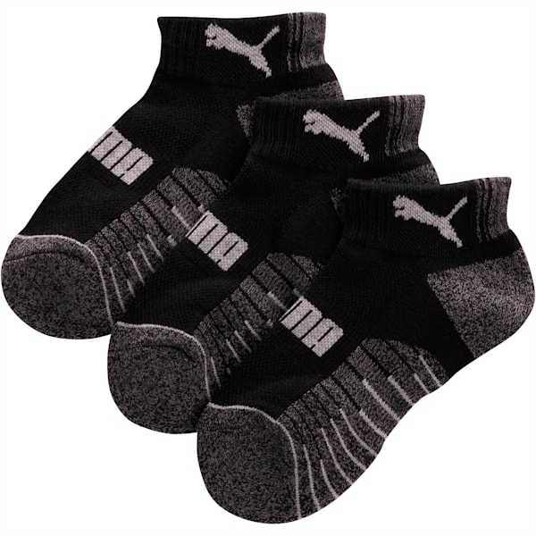 Boys' Extended Terry Quarter Crew Socks [3 Pack], BLACK COMBO, extralarge